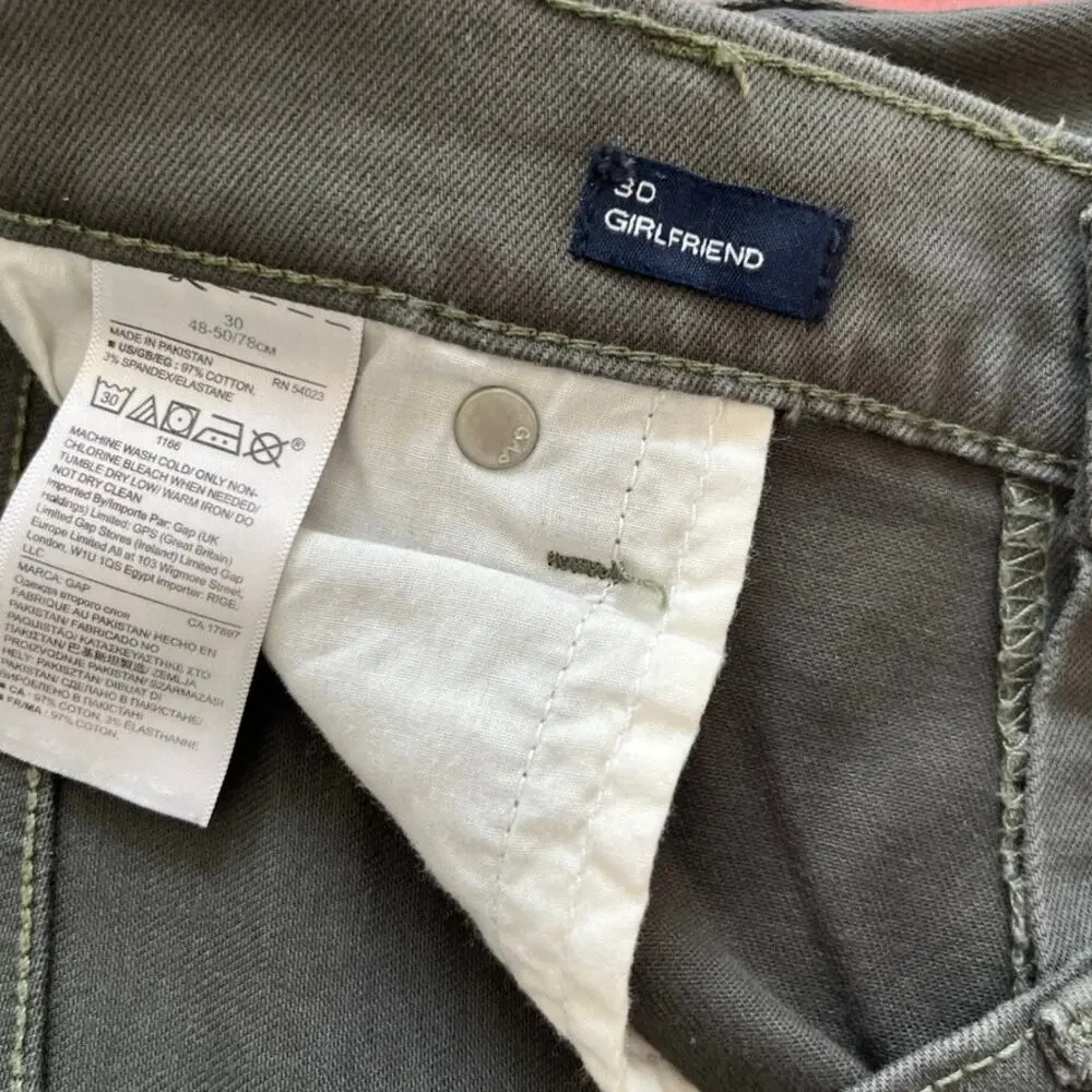 Gap Green Girlfriend Distressed Jeans Size 30